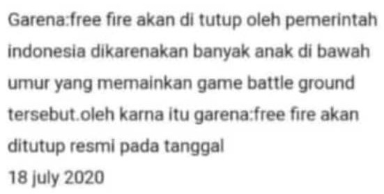 Game free fire di indonesia akan ditutup